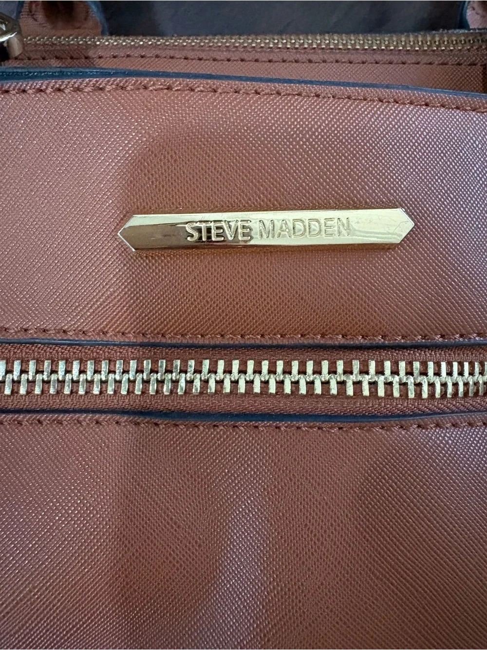 Steve Madden Tan Satchel with Gold Hardware